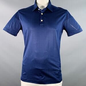 KITON Size XL Blue Cotton Half Placket Polo